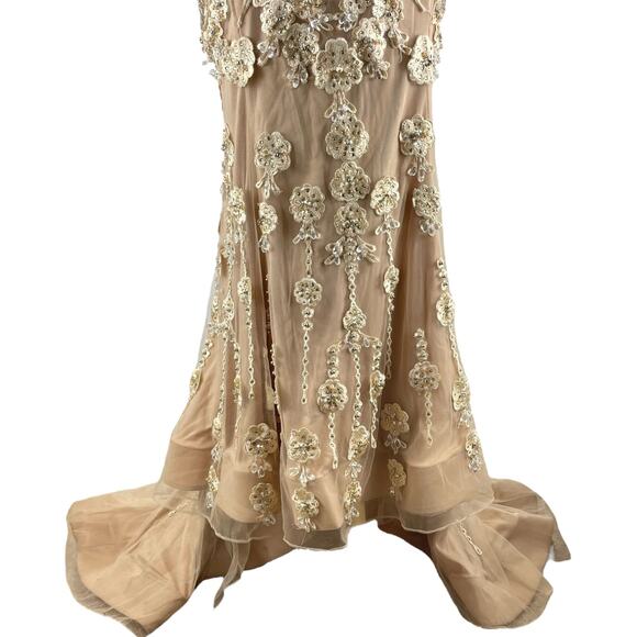 Terani Couture Pageant Gown Evening Dress Champhgne 1822GL7514 Size 14 - Picture 7 of 16